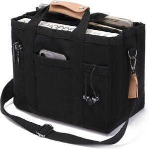 Canvas Tote Bag Women Large Multi Pockets Crossbody Shoulder Work Purse